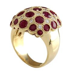 5.55 Carat Natural Ruby 14K Yellow Gold Diamond Ring - Fashion Strada Yellow Gold Diamond Ring, Gold Diamond Ring, Gold Diamond Rings, Natural Ruby, Natural Red, Natural Diamonds, Gold Diamond, Diamond Ring, Ruby