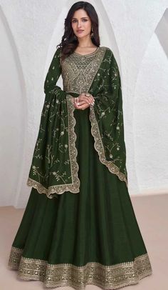 Silk Embroidered Party Wear Readymade Salwar Suit In Bottle Green - 9732189122 Suit Salwar, Indian Salwar, Zari Embroidery