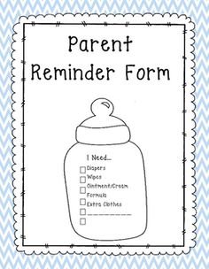 a baby bottle with the words parent reminder form