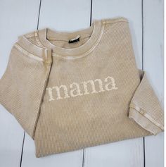 Mama Floral Embroidered Corded  Sweatshirt, Mother's Day Gift,, Mommy Crewneck For Mother's Day, Pregnancy Announcement, Family Gift. These Floral Mama Embroidered Sweatshirt it's a perfect gift! Our bestseller corded oversized sweatshirt is made of the ultra-cozy corded fabric.  Features an oversized fit, ribbed crew neckline, cuffs, and hemline.  Each piece is individually dyed and finished with a vintage wash so there may be variation in color piece to piece. Sometimes, there can be a light s Maternity Outfits, Embroidered Mothers Day Gifts, Chilly Fits, Mama Embroidered Sweatshirt, Office Clothes, Comfy Clothing, Be A Light, Mama Style, Mama Gifts