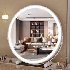 PRICES MAY VARY. 👍【Large Size & Stable Base】Big vanity mirror, 16"*16" round size, provide greater view when you make up. The mirror is made of high quality thickened iron frame and smooth base with multi-layer painting, can be placed more firmly on the table or desktop, gloss more durable and prevent leaving scratches on the desktop. 👍【3 Color Lighting Modes & Stepless Dimming】This lighted makeup mirror adopts LED strip design, saves energy, and environmentally friendly. Provide bright but so Lighted Makeup Mirror, Vanity Mirror With Lights, Led Makeup Mirror, Makeup Mirror With Lights, Home Safes, Light Makeup, Round Mirror, Bathroom Vanity Mirror, Touch Control