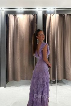 Бузок з мереживом довгим випускним платтям для вечірок Lilac Dress Tulle, Prom Dresses Lilac, Long Lavender Dress, Debs Dress, Lilac Prom Dress, Flowy Prom Dresses, Lilac Prom Dresses, Dusty Blue Dress, Prom Dress Pictures