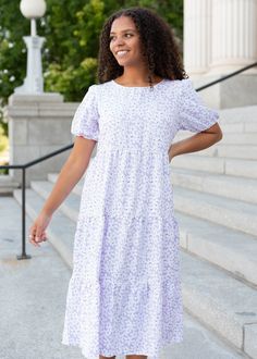 Lavender daisy dress with short sleeves Mission Fits, Sunday Dresses, Church Fits, Plus Jumpsuit, Instagram Dress, Daisy Dress, Curvy Dress, Plus Dresses, Low Iron