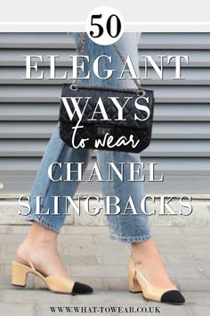 If you own a pair of Chanel Slingbacks or dupes (like me) here are 50 classy, elegant ways to wear and style them. How To Wear Slingback Shoes, Beige And Black Slingbacks Outfit, Channel Shoes Women, Chanel Shoes Outfit Classy, Chanel Sling Backs Outfit, Slingback Flats Outfit Summer, Chanel Slingback Flats Outfit