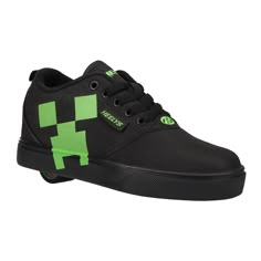 Minecraft Heelys Creeper adult Cheap Skate Shoes For School With Nonskid Markings, Dc Striker Shoes, Dc Skate Shoes Journeys, Wheelies Shoes, Bottom Of A Shoe, Shoes With Wheels, Cool Shoes, Funky Shoes, Face Print