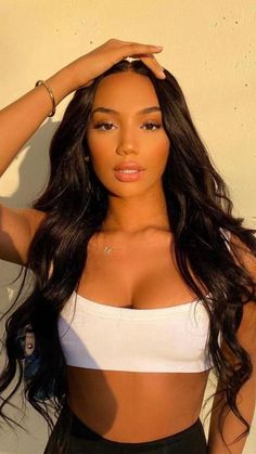 Hot Brunnets, Wavy Hairstyles Black Women, Black Hair Tan Skin, Black Hair Latina, Cute Black Women, Mixed Girl, Girls With Black Hair, Long Dark Hair