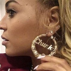 Necklaces with Name - Best Choice – KHLOE JEWELS Name Hoop Earrings, Font Number, Bamboo Hoop Earrings, Name Earrings, Bamboo Earrings, Bling Necklace, Hoop Earrings Style, Name Jewelry, Custom Earrings