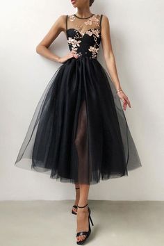 Black lace short A line prom dress homecoming dress Flower Prom Dress, Dress Elegant Long, Chiffon Summer Dress, Strawberry Dress, Tulle Sleeves, Gowns Prom, Short Prom Dress, Ball Gowns Prom, Fashion Dresses Casual