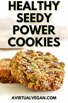 healthy seedy power cookies with text overlay