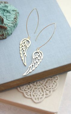 Wings Jewelry, Beautiful Diamond Earrings, Angel Wings Jewelry, Wings Earrings, Bridal Earring, Gold Angel Wings, Wing Jewelry, Gold Angel, Holiday Gift Ideas