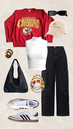 Kansas City Chiefs Outfit, Chiefs Clothing, Super Bowl Day, Chiefs Super Bowl, Chiefs Game, Football Game Outfit