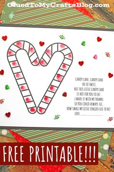 a candy cane card with the words free printable