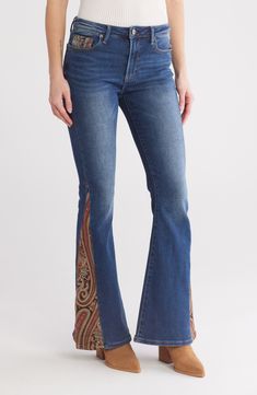 Cut from stretch-kissed denim, these flare jeans keep you looking sharp and feeling comfortable from day to night. 34" inseam; 24" leg opening; 10" front rise Zip fly with button closure Five-pocket style 98% cotton, 2% spandex Machine wash, dry flat Imported Trendy Style, Flare Jeans, Nordstrom Rack, Trendy Fashion, Women's Jeans, Denim Jeans, Nordstrom, Spandex, Clothes For Women