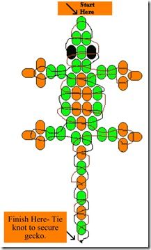 an image of a cross made out of green and orange circles with the words finish here - tie knot to secure gecko