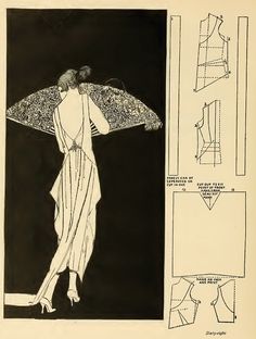 an old fashion pattern for a woman's dress with long sleeves and open back