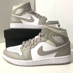 New Nike Air Jordan 1 Mid Linen College Grey 554724-082 Men’s Size 10.0 Jordan Air Force 1 Grey, Nike Jordan Air 1 Sage Green, Nike Jordan Air 1 Grey, Air Jordan 1 Mid Aluminium Wolf Grey, Nike Air Jordan Mid 1, Air Jordans 1 Low White Wolf Grey, Air Jordan 1 Mid Vintage Grey, Jordan 1 Mid Nike, Nike Shoes Grey Jordans