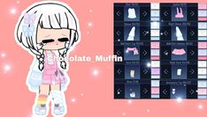 an anime character is standing in front of a pink background with the words chocolate muffins on it