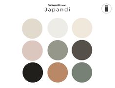 the colors of japan in different shades and sizes, including black, white, brown, green