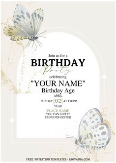 a birthday card with two butterflies on it