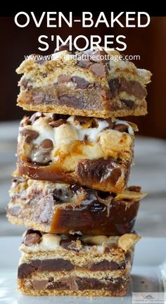 stacked pieces of chilled Oven-baked Smores. Baked Smores, Campfire Desserts, Dessert Squares, Smores Dessert, Anna Olson, Christmas Baking Recipes, Dessert Bar Recipe, Foose, S'mores