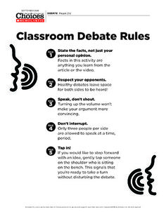 a poster with instructions on how to use the classroom debate rules