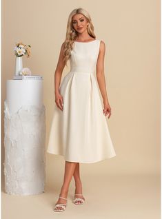 JJ's House No Polyester Midi Boat Neck Spring Summer A-line Yes Ivory S Height:5.7ft(174cm) Bust:33.5in(85cm) Waist:26in(66cm) Hips:36in(91cm) Hall Reception Beach Garden / Outdoor Dress. #JJ's House #No #Polyester #Midi #BoatNeck #Spring #Summer #Aline #Yes #Ivory #S #Hall #Reception #Beach #GardenOutdoor #Dress Outdoor Dress, Simple White Dress, Beach Garden, Boat Neck Dress, Summer Wedding Outfits, House No, Bridal Shower Dress, 50s Dresses, House Dress