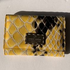 Perfect Condition. All Authentic Packaging. Approx 4.5” X 3”. Armani Wallet, Yellow Black, Giorgio Armani, Black N Yellow, Wallets, Bag Lady, Packaging, Wallet, Yellow