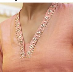 Khatali Work Kurti Neck, Hand Work In Kurti Neck, Kurta Neck Embroidery Designs, Kurti Neck Work Design, Churidhar Neck Designs Hand Embroidery, Neck Work For Kurtis, Kurti Aari Work Designs, Kurti Work Design Hand, Aari Work Kurti Neck Designs