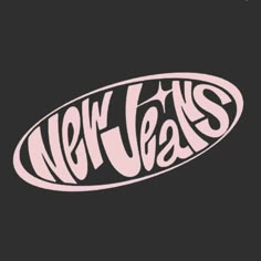 the new years logo in pink and black with an oval shape on it's left side