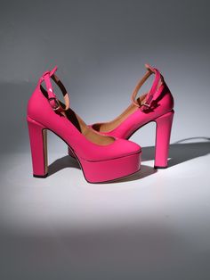 Notice: Please refer to our size chart to select the size. Our shoe products are made to order, which means we create your item after your order has been placed. Please expect your order to ship out in 7-15 business days. The Kalea Leather Platform Heels In Hot Pink are crafted with a durable, soft PU leather and finished in a vibrant hot pink shade. Featuring high-rise platform heels, the shoes offer superior comfort, durability, and style. Perfect for special occasions. Above 8 cm / 3.1 inch h Pink Bandage Dress, Nails Necklace, Shapewear Tops, Pink Shade, Jumpsuits And Romper, Feather Dress, Club Style, Maxi Dress Green, Girls Club