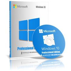 the windows 10 professional product is shown in front of a white background with a blue disc