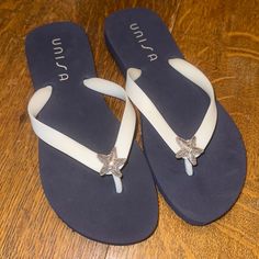 Nwot Unisa Starfish Flip Flops Size 7 Brand New Wore Once When I Tried Them On. Flip Flop, Starfish, Women's Shoes Sandals, I Tried, Flip Flops, Shoes Sandals, Blue White, Color Blue, Size 7