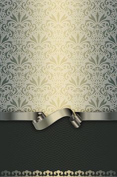 an elegant background with silver ribbon and ornate wallpaper