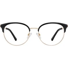 Get jet-set chic with these luxe half-rim browline glasses. The lightweight metal eyeglasses with glossy acetate eyeglasses front features a metal bridge and temple arms. For added comfort the style has spring hinges acetate temple tips and adjustable nose pads. It is available in black and gold or tortoiseshell and copper with blue metal temple arms and tortoiseshell temple tips. | Zenni Women's Browline Prescription Eyeglasses Black Tortoise Shell Mixed Half Frame Glasses Women, Half Rim Glasses Women, Browline Glasses Women, Half Frame Glasses, Half Rim Glasses, Browline Glasses, Glasses Inspiration, Metal Bridge, Metal Eyeglasses