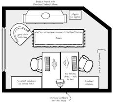 a floor plan for a living room with furniture