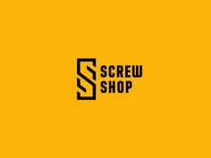 the screw shop logo is shown in black and yellow colors, with an arrow pointing to it