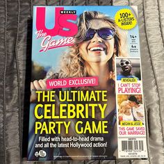 the cover of us weekly magazine, featuring an image of a woman with sunglasses on her face