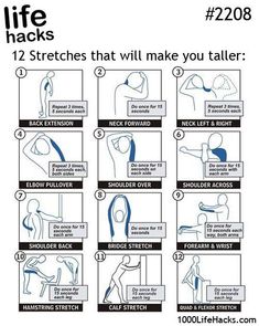 the instructions for how to do back and shoulder stretches in this poster, you can use it