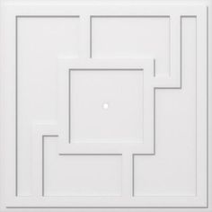 a white square shaped wall panel with four squares in the center and one circle at the end