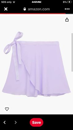 a purple skirt with a white bow on the front and bottom, in an amazon app