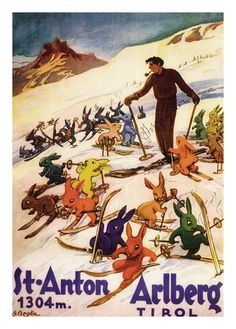 St Anton Alberg Vintage Ski Poster Ski Vintage Poster, Ski Vintage, Vintage Advertising Art, Most Famous Artists, Sports Prints