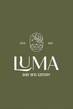 the luma bar and eatery logo is shown in white letters on a green background