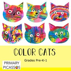 colorful cats made out of paper with the words color cats