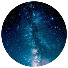 the night sky is filled with stars and bright blue hues, as well as a circular