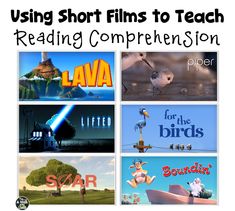 four different movie titles with the title using short films to teach reading competition