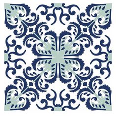 a blue and white tile design