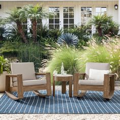 Portside Outdoor Rocking Chairs & Round Concrete Side Table (20") Set | West Elm Modern Outdoor Chairs, Porch Chairs, Rocking Chair Set, Outdoor Ottomans, Outdoor Rocking Chairs, Rocking Chairs, Outdoor Lounge Furniture