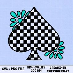 a black and white checkerboard ace playing card with blue water drops on it