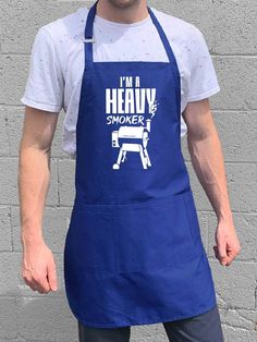 I'm a Heavy Smoker Funny Aprons For Men, Smoker Bbq, Cricut Htv, Funny Aprons, Grill Apron, Bbq Kitchen, Bbq Apron, Bbq Smokers, Cute Aprons