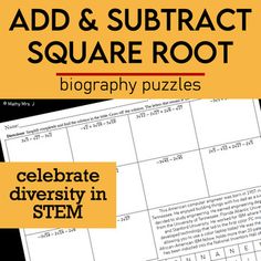 Incorporate Black History Month in your math classroom with this worksheet for operations (adding and subtracting) radical square root expressions!How it works: This worksheet has a biography of a Black or African American scientist/mathematician. It requires students to simplify a radical expression with addition or subtraction and cross off their answers in a table. The letters that remain at the end reveal the name of the person described in the biography!This resource features the biographie Radical Expressions, J Names, Black Leaders, Square Roots, Adding And Subtracting, Stanford University, Math Worksheet, University Of Tennessee, Math Classroom